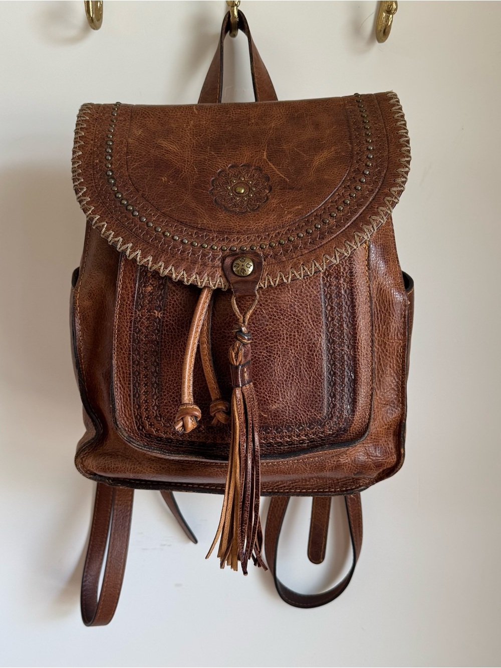 Patricia Nash Jovanna Backpack distressed Brown Leather purse bag